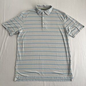 TASC Performance Shirt Polo Mens Medium Gray Blue Stripe Micro Modal Golf‎